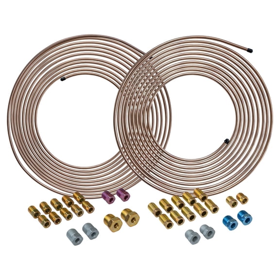 4LifetimeLines Brake Line Tubing Coil and Fitting Kits Copper-Nickel 25' 2 Kits 3/16" and 1/4"