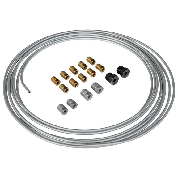 "4LifetimeLines Steel Brake Line Kit, 3/16"" x 25 ft, Durable Hydraulic Fittings"