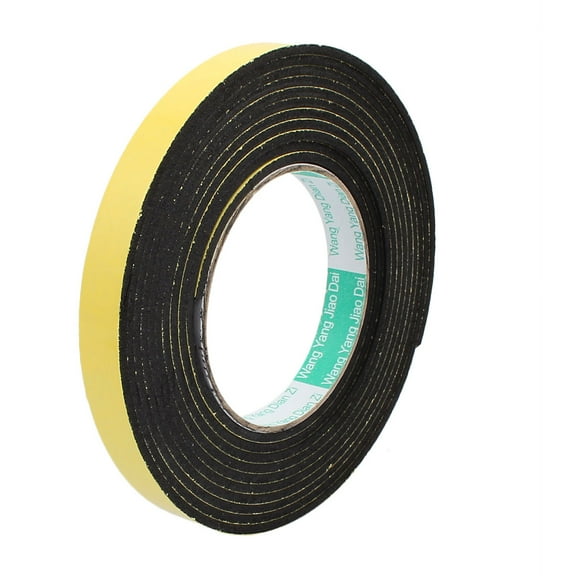 4M 15mm x 3mm Single-side Adhesive Sound Insulation Sponge Foam Tape Yellow