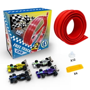 4M/5M Flexible Double Lane Race Track Set with 4 Inertia Cars DIY Loop Racing Toy for Boys and Girls