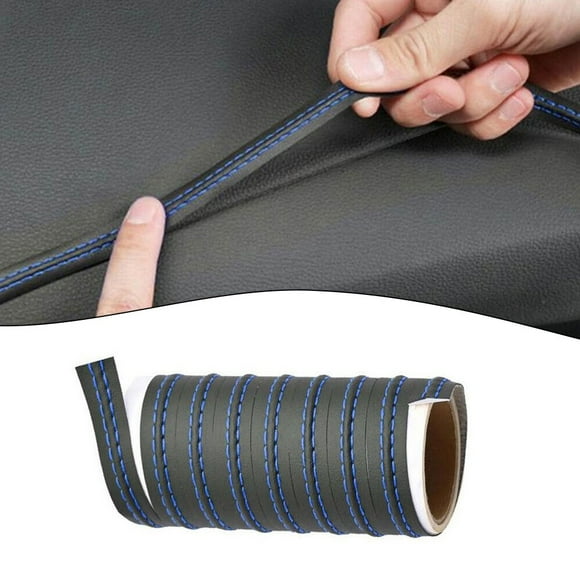 4M Blue PU Leather Car Dashboard Decor Line Strip Sticker Moulding Decorative