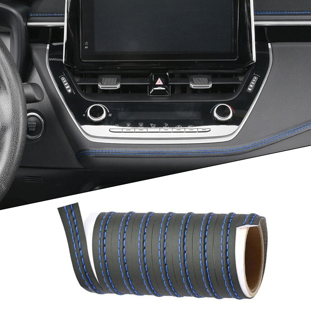 4M Blue Pu Leather Car Dashboard Decor Line Strip Sticker Moulding ...