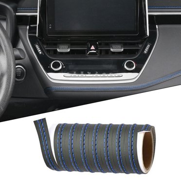 2M PU Leather Dashboard Decor Line Strip Sticker – Black & White, Universal Fit