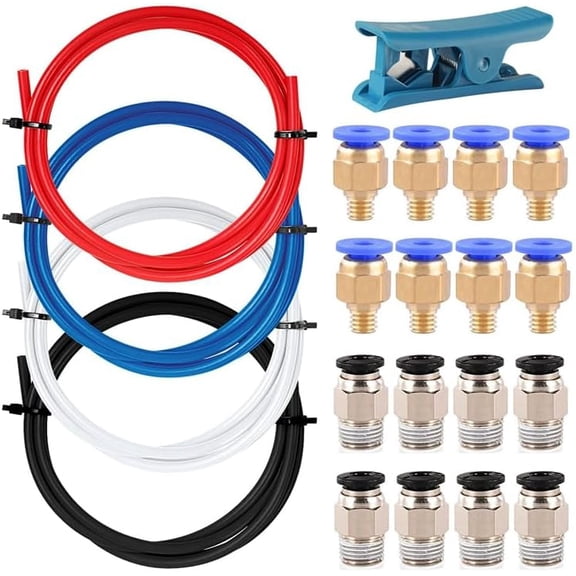 4M Bowden Tubing PTFE Tube with PC4 M6 PC4 M10 Fittings Cutter for 1.75Mm 3D Printer