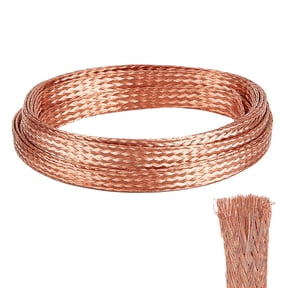 4M Flat Bare Copper Cable Wire Expandable Ground Lead Strap Wire Raw(Unplated) 10x1mm 13.12 Feet(4m)/Roll