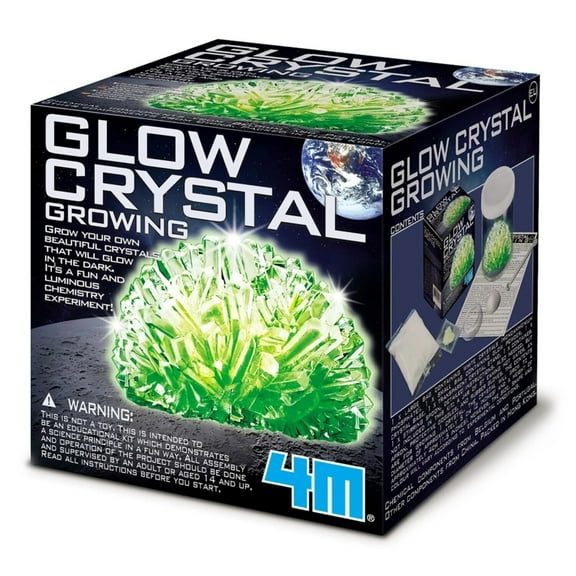 4M: Glow Crystal Growing Kit - DIY Science, Make your Own Glow-In-The-Dark Mineral Specimen, Chemistry Set, Geology Experiment, STEM Project, Kids 10+