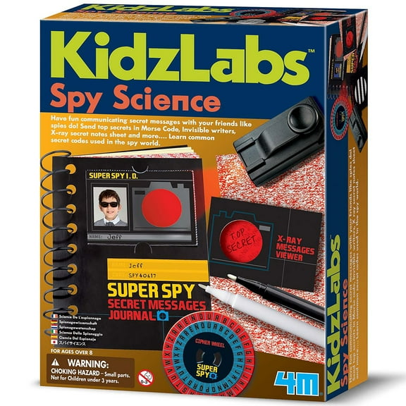 4M: KidzLabs - Spy Science - Assemble A Secret Messages Journal, Communicate-Decipher Notes, Learn Morse Code, Invisible Writer, X-Ray Viewer, Kids 8+