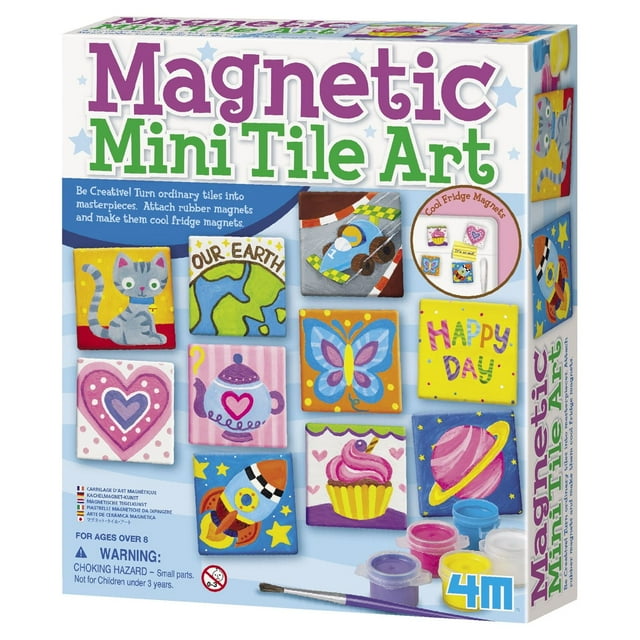 4M DIY Magnetic Tile Art & Craft Kit for Kids - Create, Learn & Paint ...