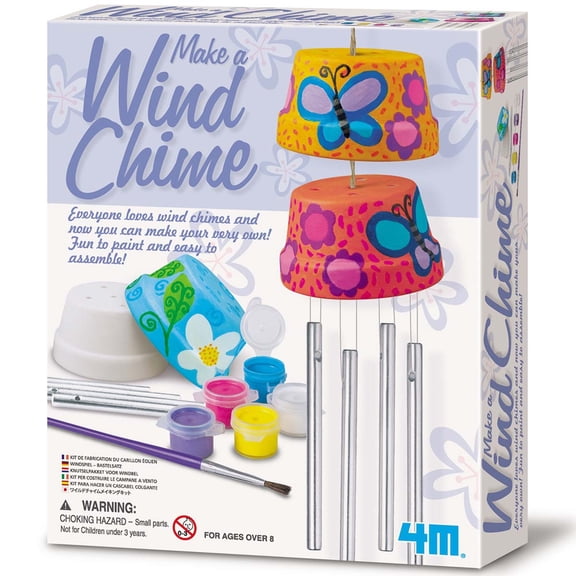4M: Make A Wind Chime - DIY Craft Kit, Construct & Paint A Wind-Powered Musical Chime, Terra-Cotta Pots, Paint Strip, Brush, Make Outdoor Art, Kids 8+