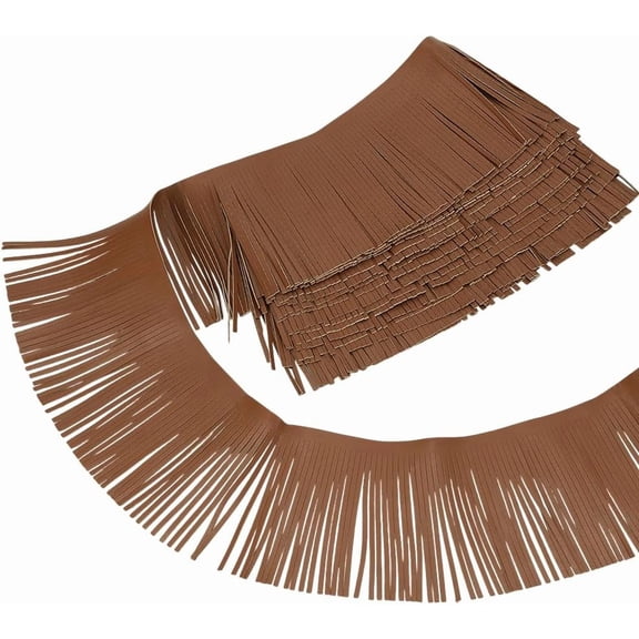 4M PU Leather Tassel Ribbon Artificial Leather Fleece Strip Pleather Lattice Band Trim for Garments Crafts and Home Decoration Making for Handmade
