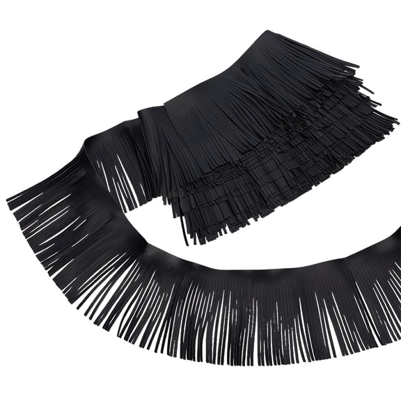 4M PU Leather Tassel Ribbon Artificial Leather Fleece Strip Pleather Lattice Band Trim for Garments Crafts and Home Decoration Making