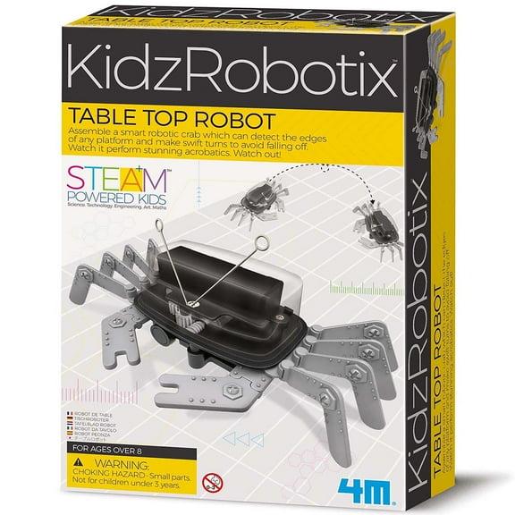 4M: KidzRobotix - Table Top Robot - DIY Build A Smart Crab Toy, Motorized Crab-Walk Action, Edge Detection, Snap Assembly, Science Kit, STEAM, Kids 8+