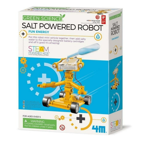4M: Green Science - Salt Powered Robot - DIY Mini Building Kit, Salt-Water Fuel Energy, Snap Assembly Toy, Engineering Play, STEAM Project, Kids 5+