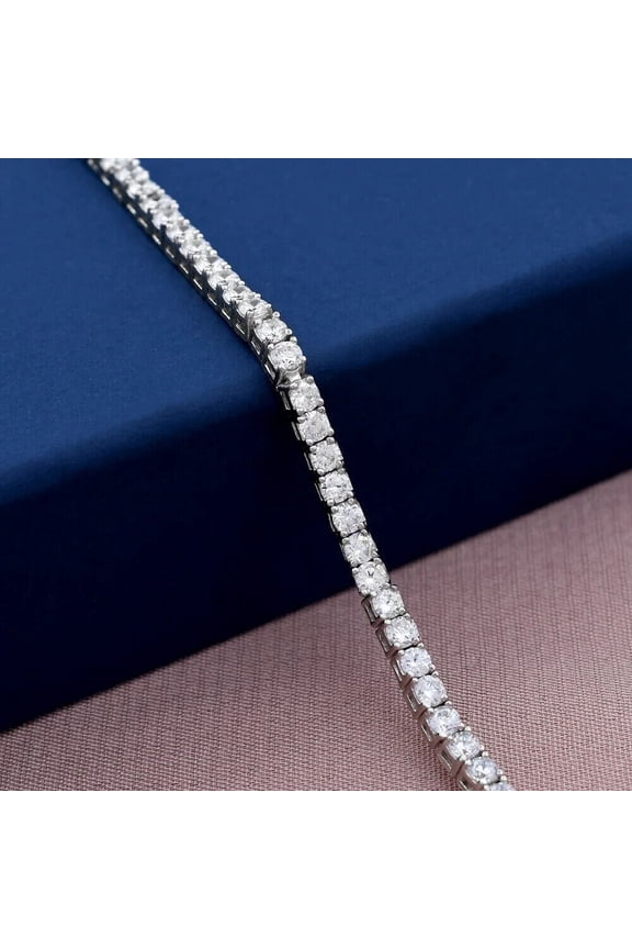 4MM 10Ct Round Cut Simulated Diamond Tennis Bracelet 14K White Gold Plated 7"