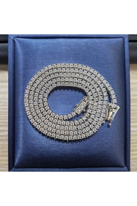 4MM 12.50Ct Round-Cut Lab-Created Diamond Tennis Necklace 14K White Gold Plated 18'