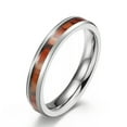 thumbnail image 1 of 4MM/6MM/8MM Silver Band Men Women 316L Stainless Steel Wood Inlay Ring Size 6-12, 1 of 9