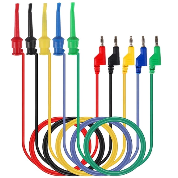 4MM Banana Plug to Hook Test Lead Stackable Banana Plug to Test Hook Clips Test Cable for Electrical Testing(5PCS)