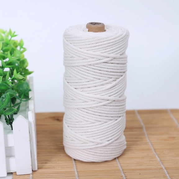 4MM Beige Macrame Cord, 110 Yards Natural Cotton Cord Macrame Rope Yarn, Soft Twisted String for DIY Crafts, Knitting, Wedding Decor,Plant Hangers, Wall Hangings