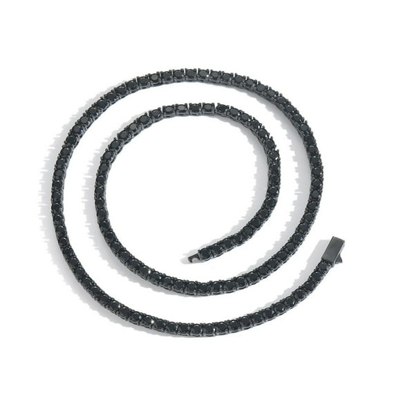 4MM Black Tennis Necklace for Women 18K Gold Plated Round Cut Lab Diamond Necklace Chain CZ Necklaces for Women Party Prom Jewelry Necklaces