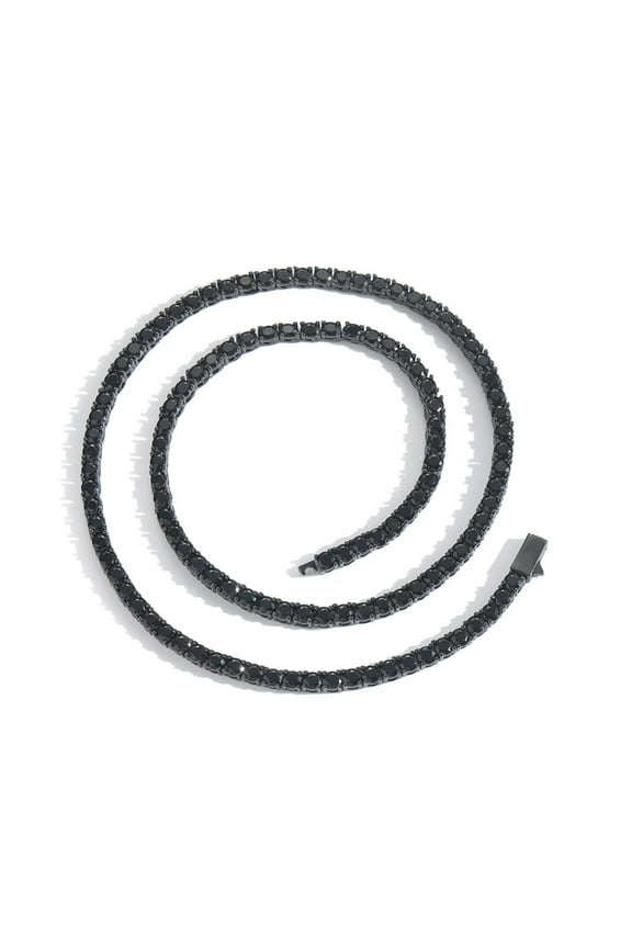 4MM Black Tennis Necklace for Women 18K Gold Plated Round Cut Lab Diamond Necklace Chain CZ Necklaces for Women Party Prom Jewelry Necklaces