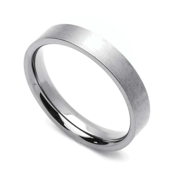 4MM Comfort Fit Titanium Wedding Band Classic Flat Ring (Size 5 to 12)