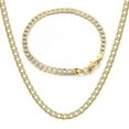 thumbnail image 1 of 4MM Diamond-Cut Curb Cuban Necklace Bracelet Set Gold Filled WOMEN MEN 8"+ 20", 1 of 6