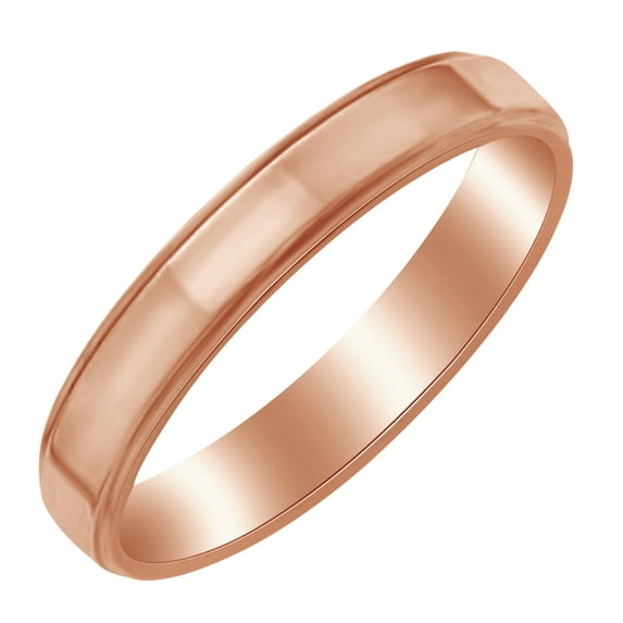 AFFY 4MM Flat With Step Edge Band Ring in 10k Rose Gold Ring Size - 5