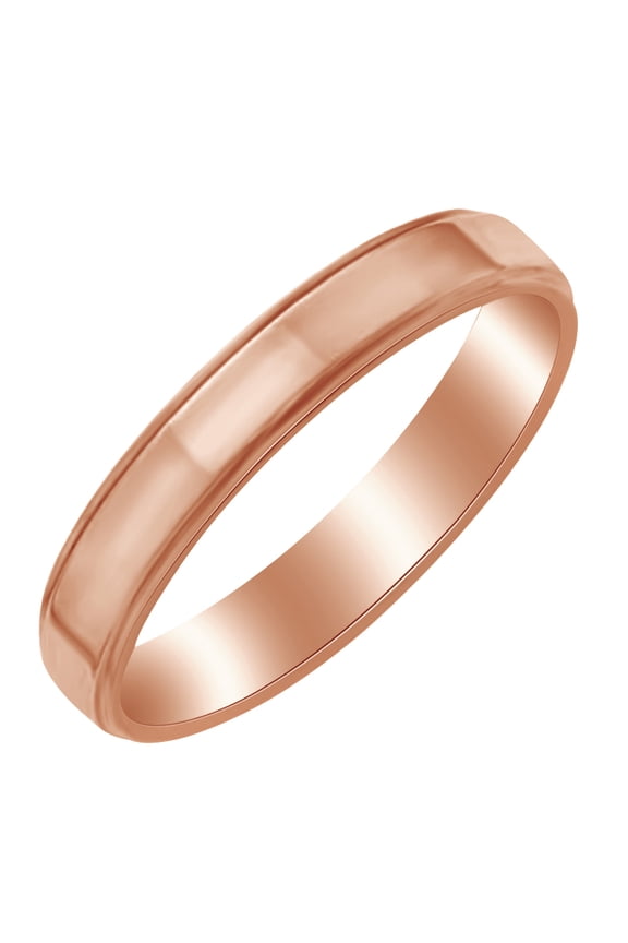 4MM Flat With Step Edge Band Ring in 10k Rose Gold Ring Size - 6