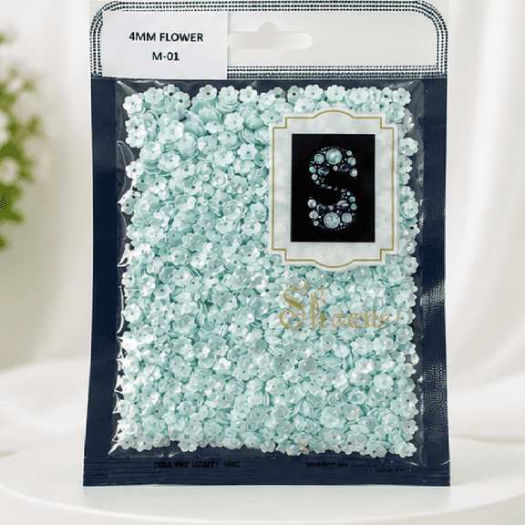 4MM Floral Light Mint Flower Sequins 50g Pack