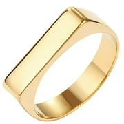 GWENDOGO 4MM Gold Plated Flat Band Women's High Polished Stainless Steel Ring Size 7 / 8