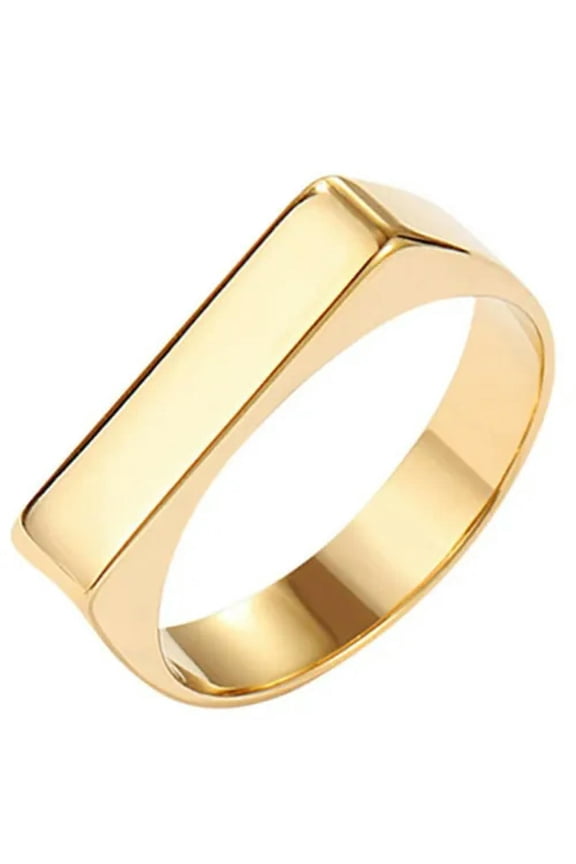 4MM Gold Plated Flat Band Women's High Polished Stainless Steel Ring Size 7 / 8