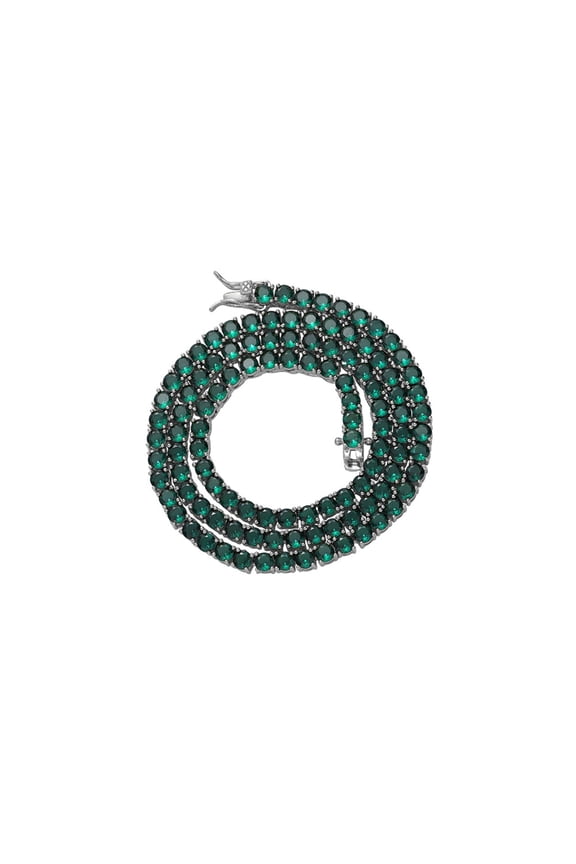 4MM Green Tennis Necklace for Women 18K Gold Plated Round Cut Lab Gold Diamond Necklace Chain CZ Necklaces for Women Party Prom Jewelry Necklaces