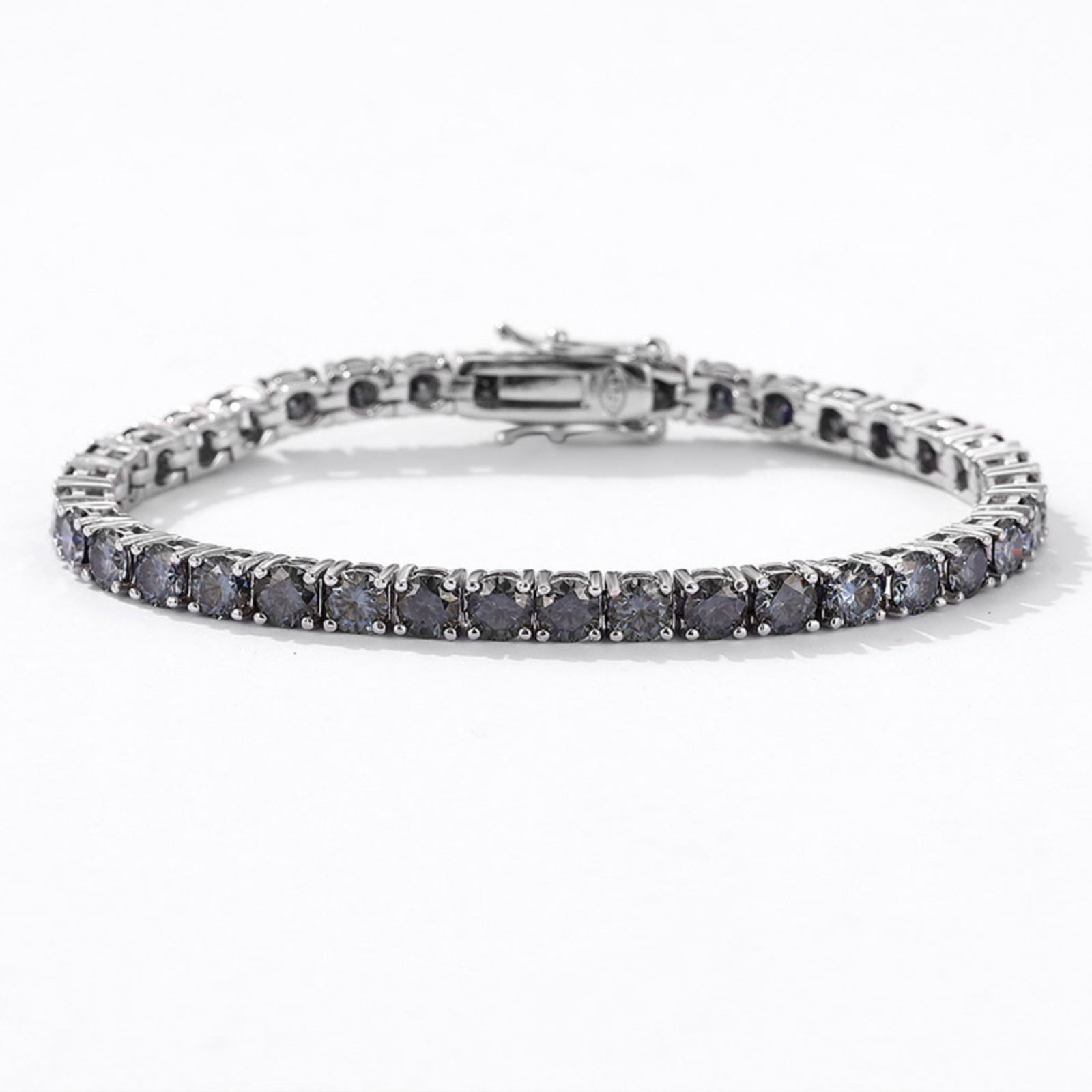 4MM Grey Moissanite Tennis Bracelets for Women Unisex 925 Silver Plated 18K White Gold Tennis Bracelet Men D Color VVS1 Moissanite Diamond Bracelet Jewelry 16-23CM