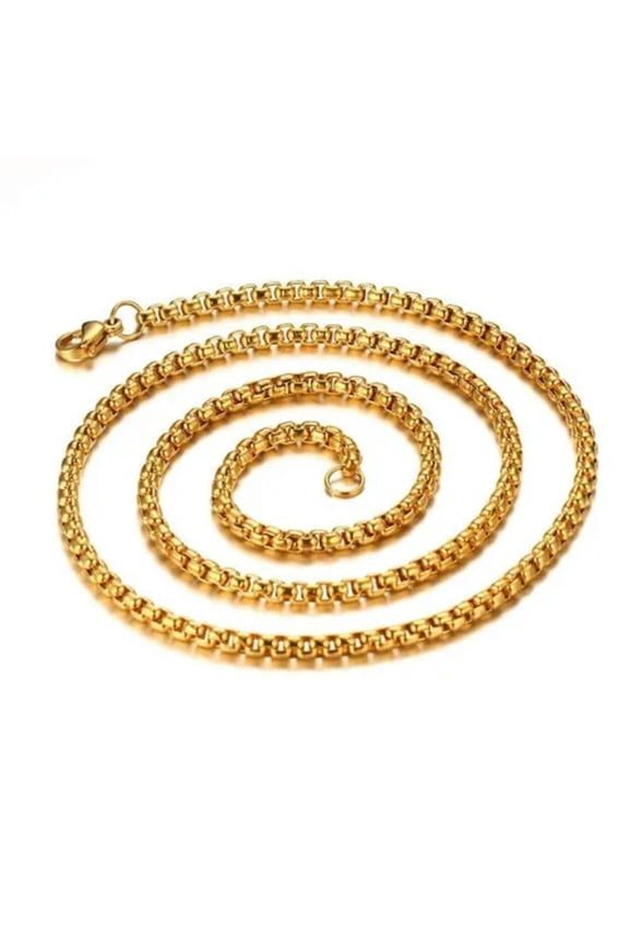 4MM Men's Chain Womens Unisex Yellow Gold Filled Box Link Necklace18"-40inch