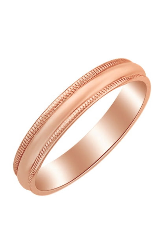 4MM Milgrain Half Round Band Ring in 10K Rose Gold Ring Size - 7