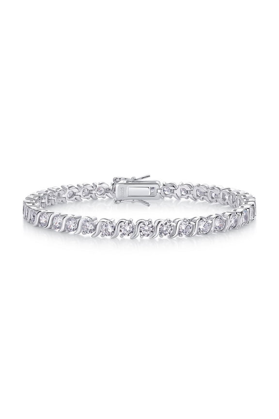 4MM Moissanite Tennis Bracelet 925 Sterling Silver D Color VVS1 Clarity Round Cut Secure Clasp Elegant Luxury Diamond Bracelet for Women 6.5-7.5 Inch