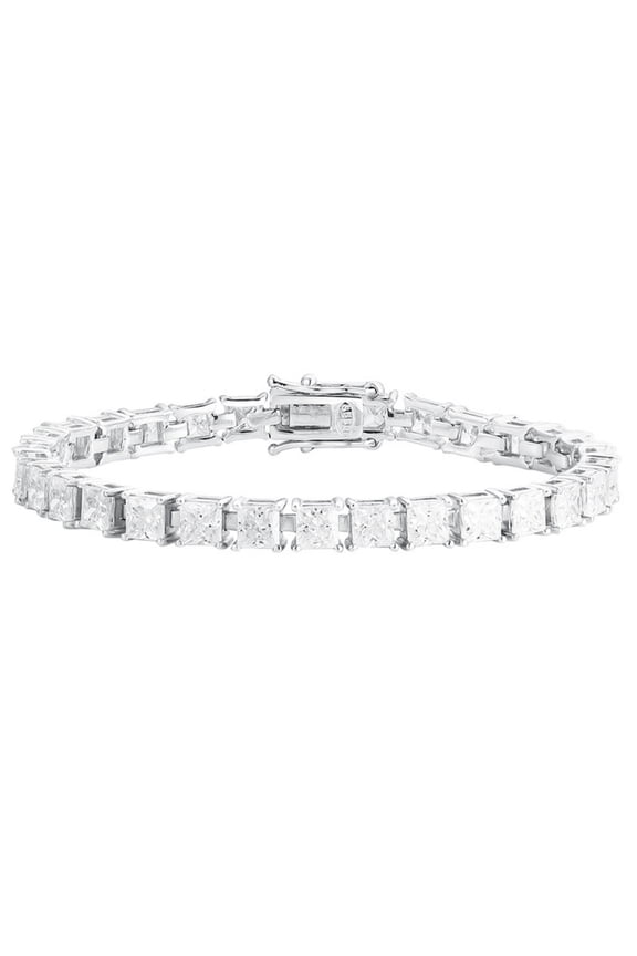 4MM Moissanite Tennis Bracelet for Women D Color VVS1 Clarity Princess Cut Square Moissanite Bracelets for Her 6-7.5 Inch 925 Sterling Silver Bracelet