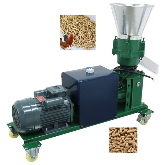 4MM Plate Chicken Feed Pellet Mill Machine Four-Head Roller Commercial Home 150-200KG/H 220V 4.5KW