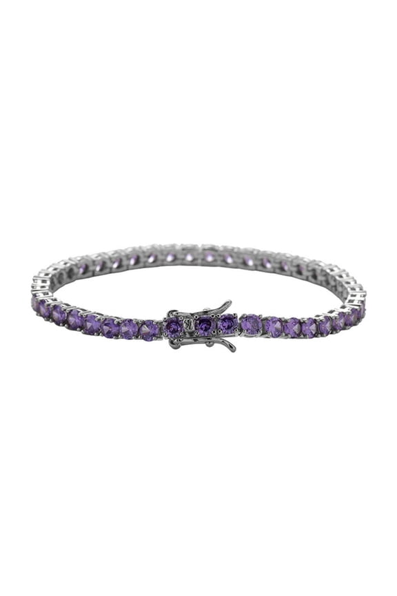4MM Purple Tennis Bracelets for Women 18K Gold Plated Classic Round Cut CZ Simulated Diamond Tennis Bracelet Gold Bracelets for Women Wedding Bridal Prom Birthday Jewelry