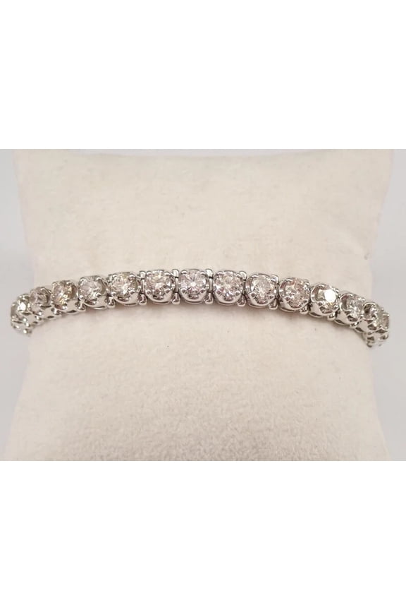 4MM Round Cut Real Moissanite Large Chunky Heavy Tennis Bracelet 14K White Gold Plated 925 Sterling Silver
