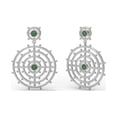 thumbnail image 1 of 4MM Round Emerald 925 Sterling Silver Circle Design Dangle Women Engagement Earrings, 1 of 4