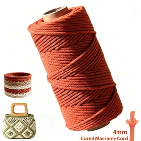 4MM Rust Red Macrame Cord, 110 Yards Natural Cotton Cord Macrame Rope Yarn, Soft Twisted String for DIY Crafts, Knitting, Wedding Decor,Plant Hangers, Wall Hangings