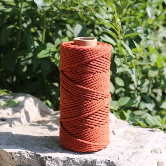 4MM Rust Red Macrame Cord, 110 Yards Natural Cotton Cord Macrame Rope Yarn, Soft Twisted String for DIY Crafts, Knitting, Wedding Decor,Plant Hangers, Wall Hangings