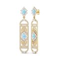 thumbnail image 1 of 4MM Square Larimar Cylinderical Long Drop Dangle Earrings For Womens 925 Sterling Silver Gold Vermeil, 1 of 4