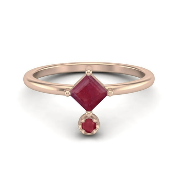 4MM Square Shaped Ruby Glass Filled 925 Sterling Silver Rose Vermeil Platinum Plated Women Valentines Day Gifts Stackable Ring