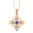 thumbnail image 1 of 4MM Square Tanzanite 925 Silver Rose Vermeil Charming Women Valentines Day Gifts Necklace, 1 of 4