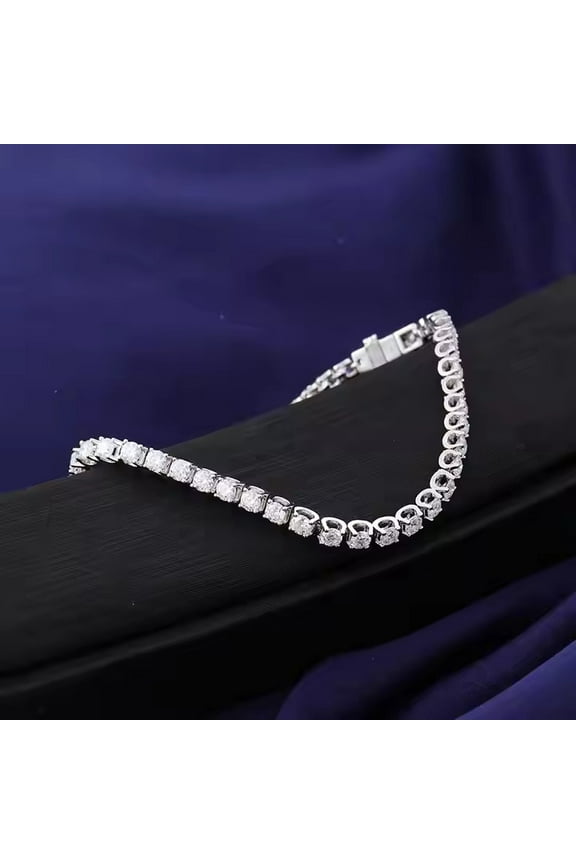 4MM Women Tennis Bracelet 9Ct Round Cut Lab Created Diamond 14k White Gold Plated