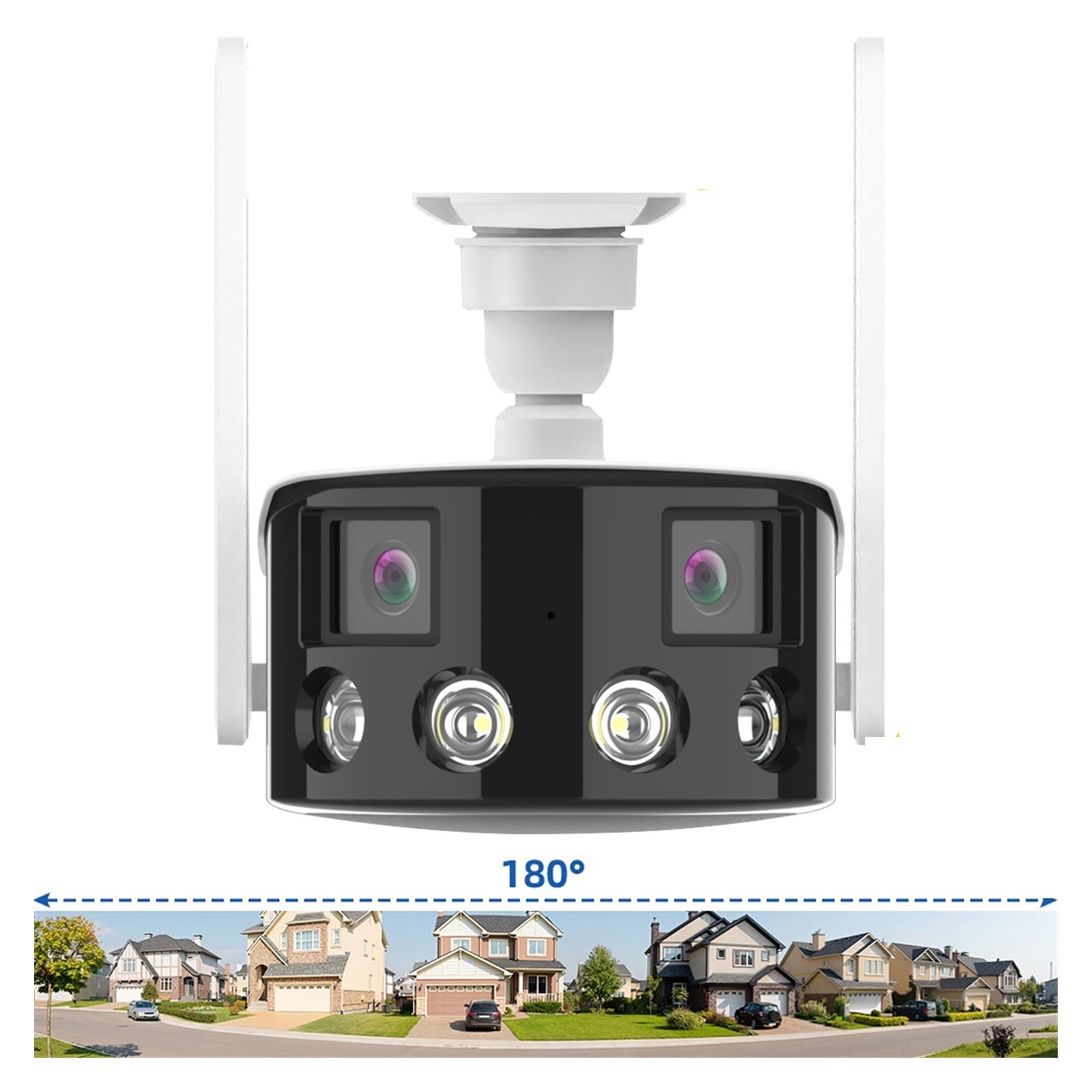 4MP 2K Dual Lens Ultra Wide Angle 180° IP Camera Cecurity Protection Ai ...