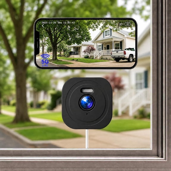 4MP 2K Thru-Glass Security Camera with Full-Color Night Vision & Dual-Band WiFi - Hassle-Free Installation for Indoor Use