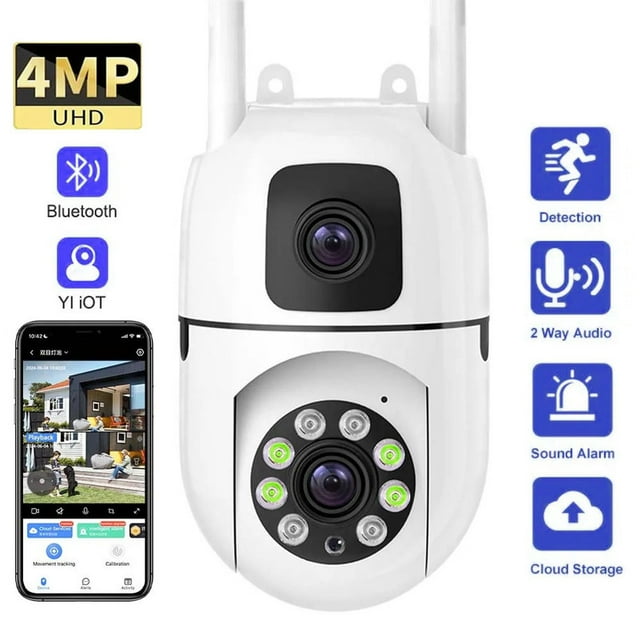 4MP IP Camera Dual Lens WiFi Wireless Indoor Security Protection ...